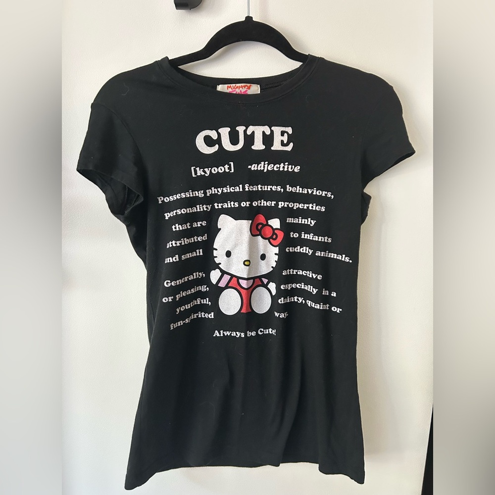 Hello Kitty Black Short Sleeve Tee Playful Graphic